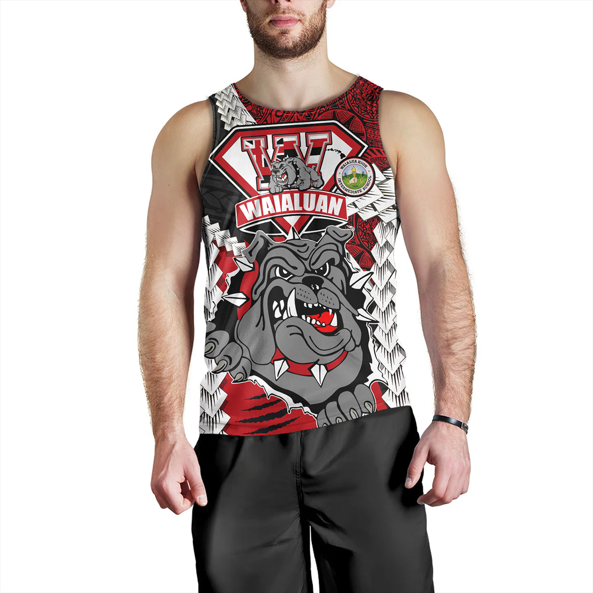 Hawaii Tank Top Custom Waialua High & Intermediate School Bulldogs Pride Polynesian Style