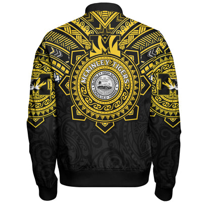 Hawaii Bomber Jacket Custom President William McKinley High School Black & Gold Super Tigers Tribal Style