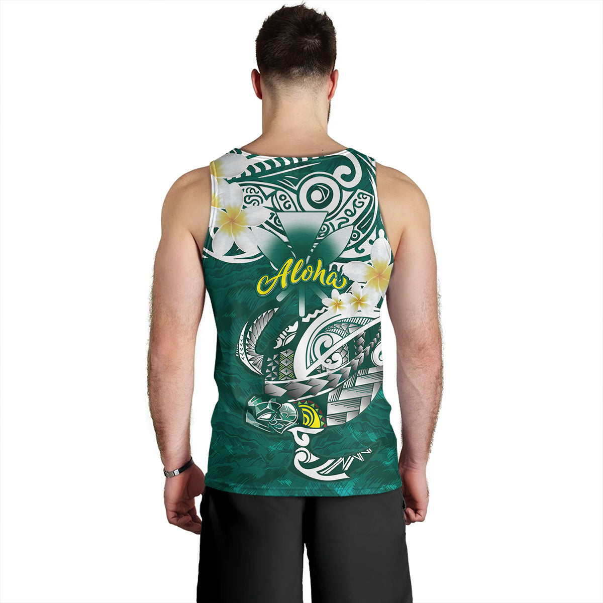 Hawaii Tank Top Polynesian Honu With Plumeria Tropical Ocean Wave