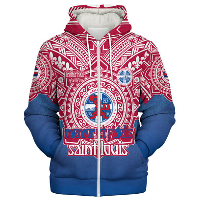 Hawaii Sherpa Hoodie Custom Saint Louis School Memor et Fidelis Brother Hood For Life Tribal Style