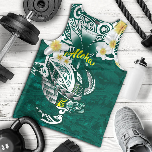 Hawaii Tank Top Polynesian Honu With Plumeria Tropical Ocean Wave