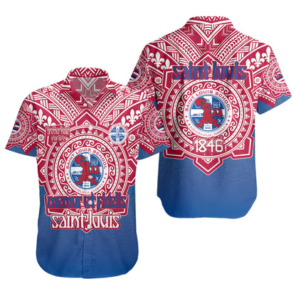 Hawaii Short Sleeve Shirt Custom Saint Louis School Memor et Fidelis Brother Hood For Life Tribal Style