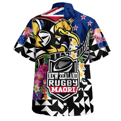 New Zealand Hawaiian Shirt Custom Maori Kiwis Rugby Silver Fern Black Hexagon Tropical Jersey
