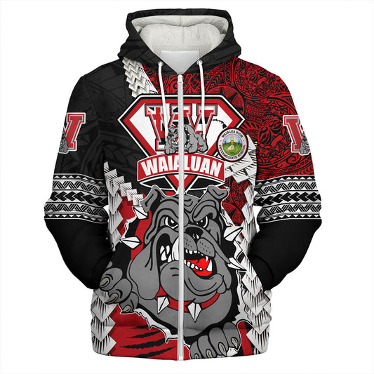 Hawaii Sherpa Hoodie Custom Waialua High & Intermediate School Bulldogs Pride Polynesian Style