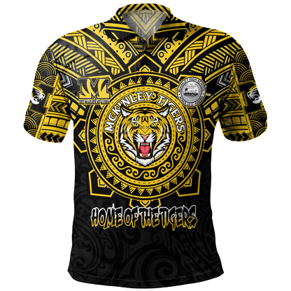 Hawaii Polo Shirt Custom President William McKinley High School Black & Gold Super Tigers Tribal Style