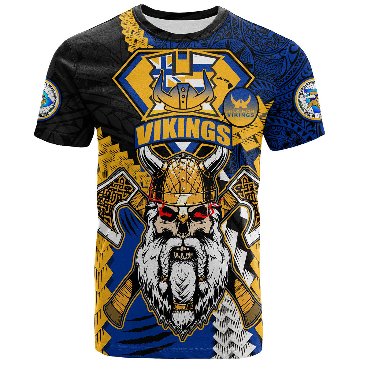 Hawaii T-Shirt Custom Hilo High School Home Of The Vikings Polynesian Style