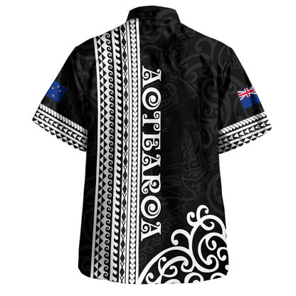 New Zealand Hawaiian Shirt Custom NZ Rugby Silver Fern And Map Maori Tribal Black Jersey