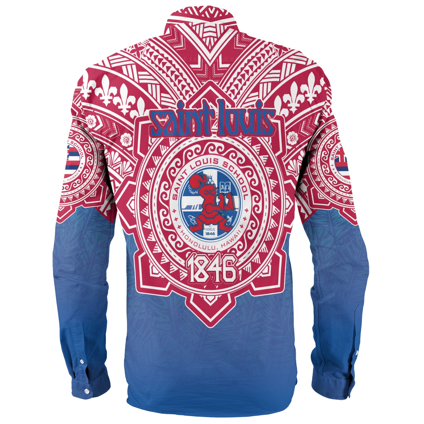 Hawaii Long Sleeve Shirt Custom Saint Louis School Memor et Fidelis Brother Hood For Life Tribal Style