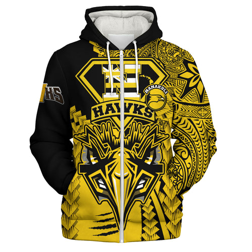 Hawaii Sherpa Hoodie Custom Nanakuli High and Intermediate School Home of the Golden Hawks Polynesian Style