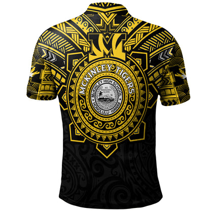 Hawaii Polo Shirt Custom President William McKinley High School Black & Gold Super Tigers Tribal Style