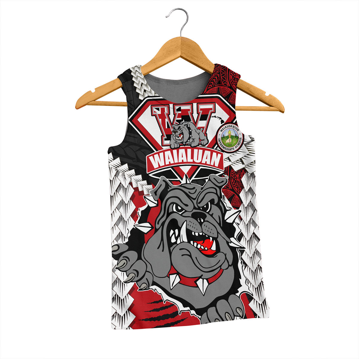 Hawaii Tank Top Custom Waialua High & Intermediate School Bulldogs Pride Polynesian Style