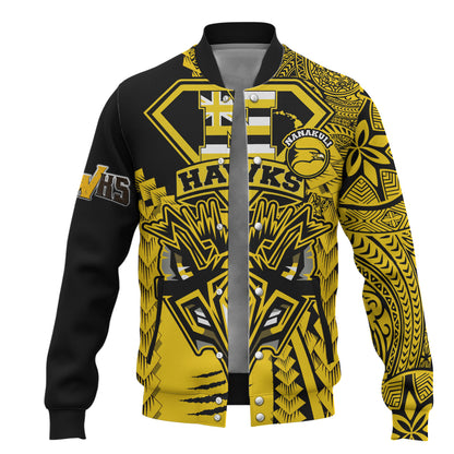Hawaii Baseball Jacket Custom Nanakuli High and Intermediate School Home of the Golden Hawks Polynesian Style