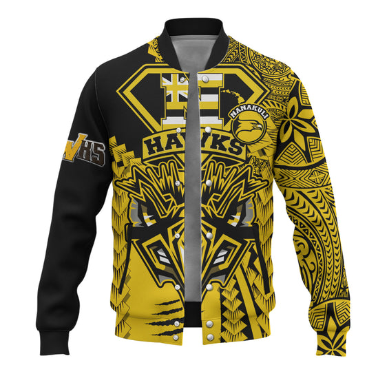 Hawaii Baseball Jacket Custom Nanakuli High and Intermediate School Home of the Golden Hawks Polynesian Style