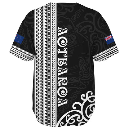 New Zealand Baseball Shirt Custom NZ Rugby Silver Fern And Map Maori Tribal Black Jersey