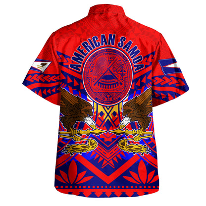 American Samoa Hawaiian Shirt Custom American Samoa Seal And Eagle Polynesian Tattoo Red