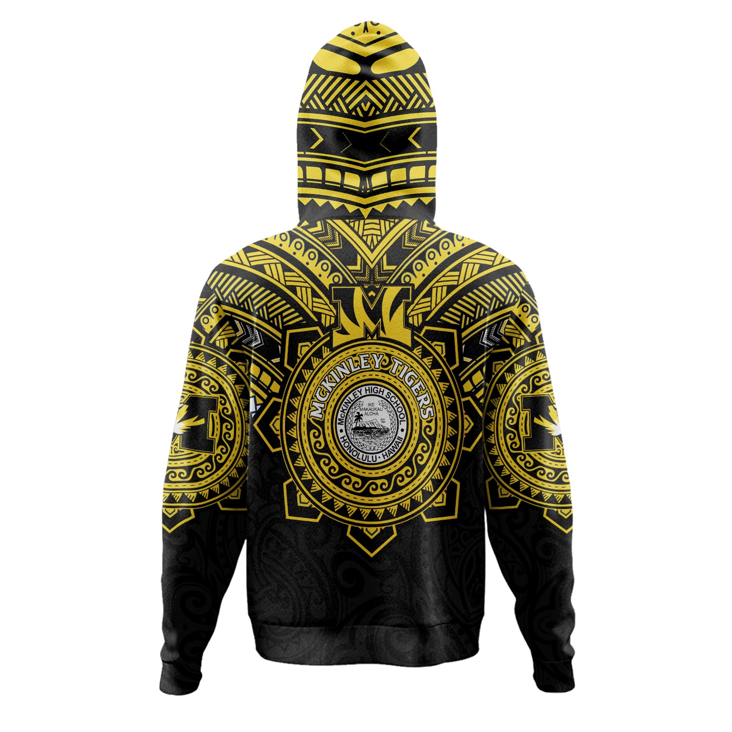 Hawaii Hoodie Custom President William McKinley High School Black & Gold Super Tigers Tribal Style