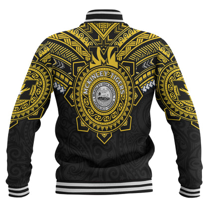 Hawaii Baseball Jacket Custom President William McKinley High School Black & Gold Super Tigers Tribal Style