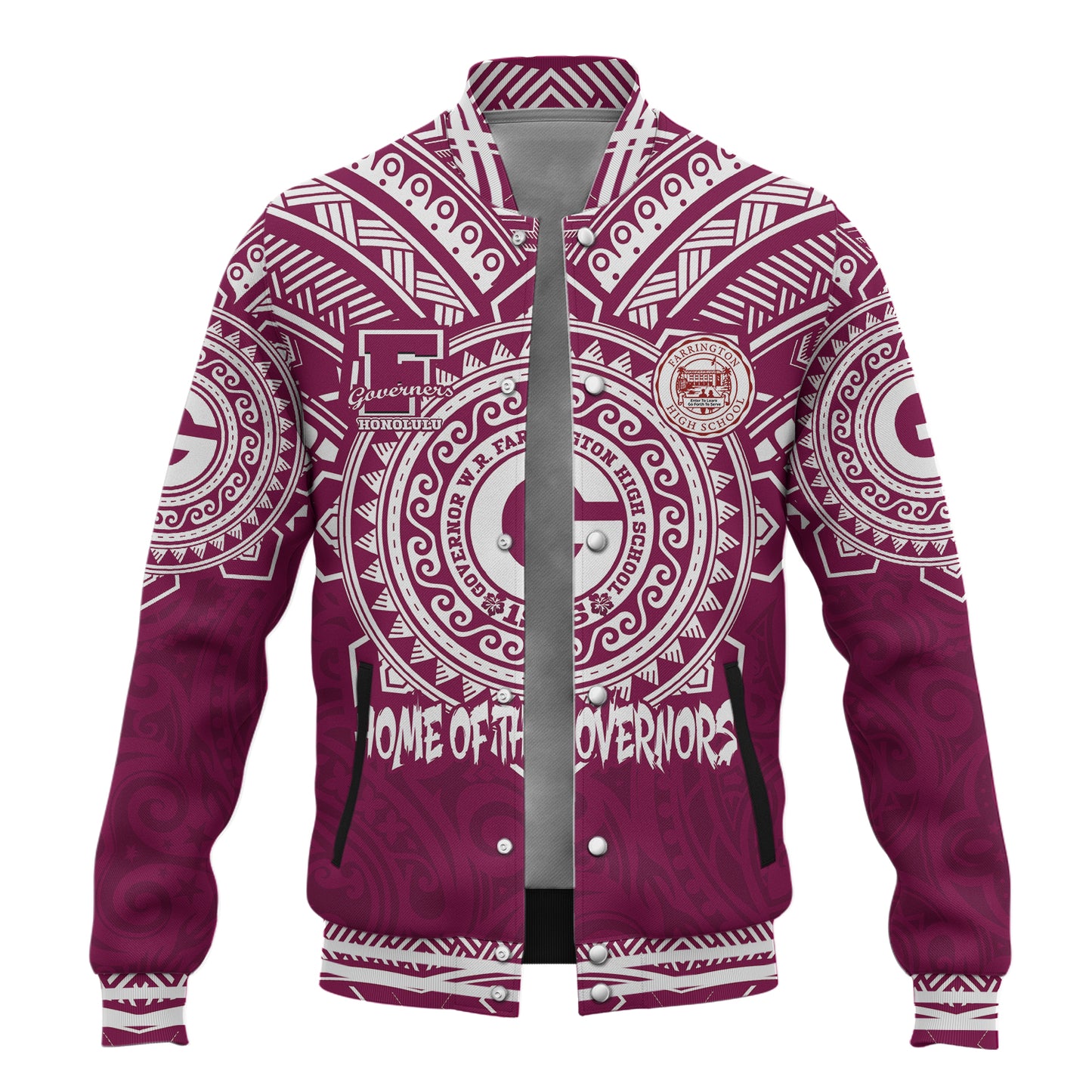 Hawaii Baseball Jacket Custom Farrington High School Home Of The Governors Tribal Style