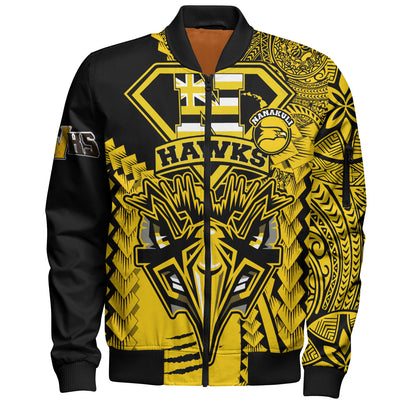 Hawaii Bomber Jacket Custom Nanakuli High and Intermediate School Home of the Golden Hawks Polynesian Style