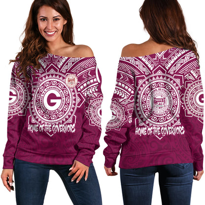 Hawaii Off Shoulder Sweatshirt Custom Farrington High School Home Of The Governors Tribal Style