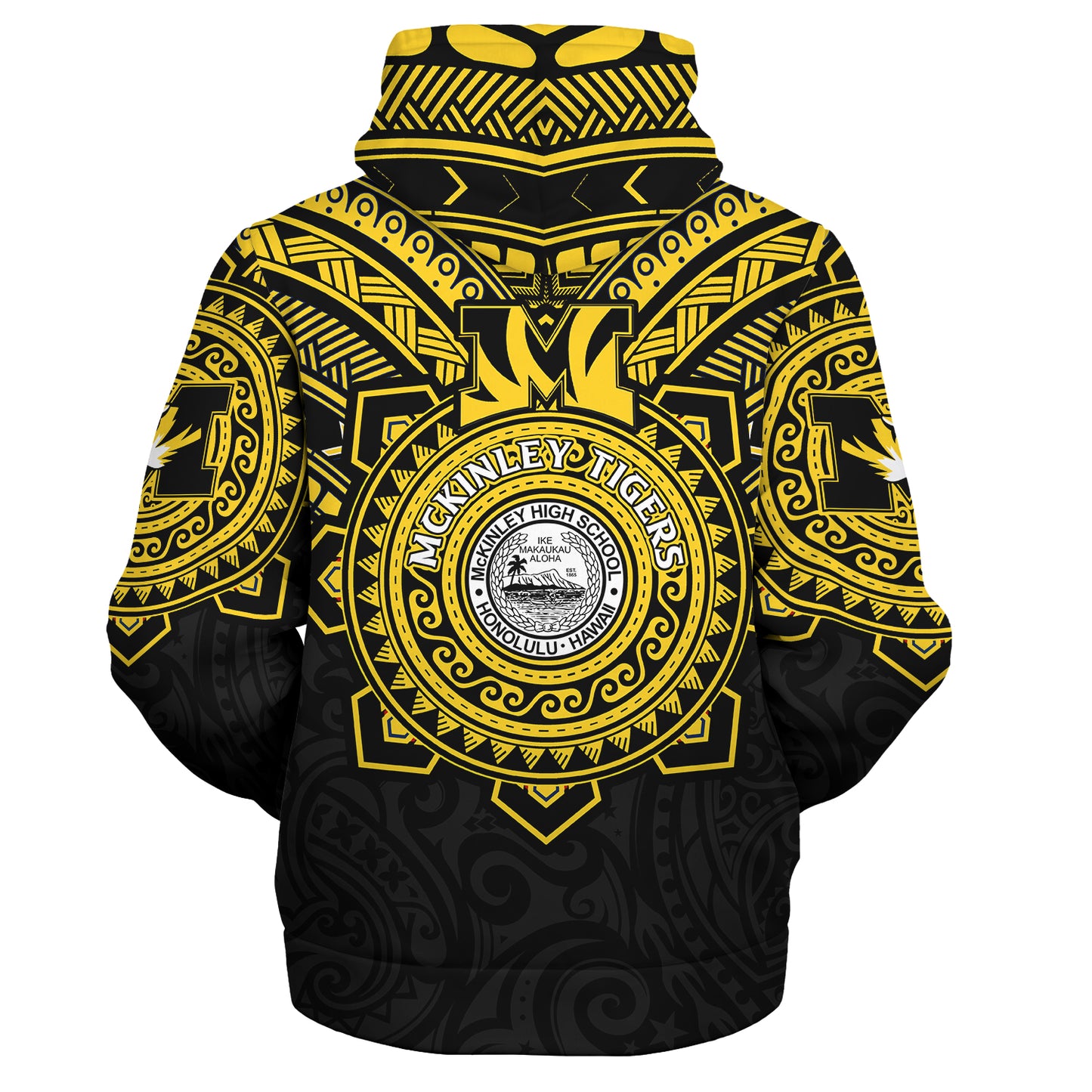 Hawaii Sherpa Hoodie Custom President William McKinley High School Black & Gold Super Tigers Tribal Style