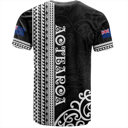 New Zealand T-Shirt Custom NZ Rugby Silver Fern And Map Maori Tribal Black Jersey