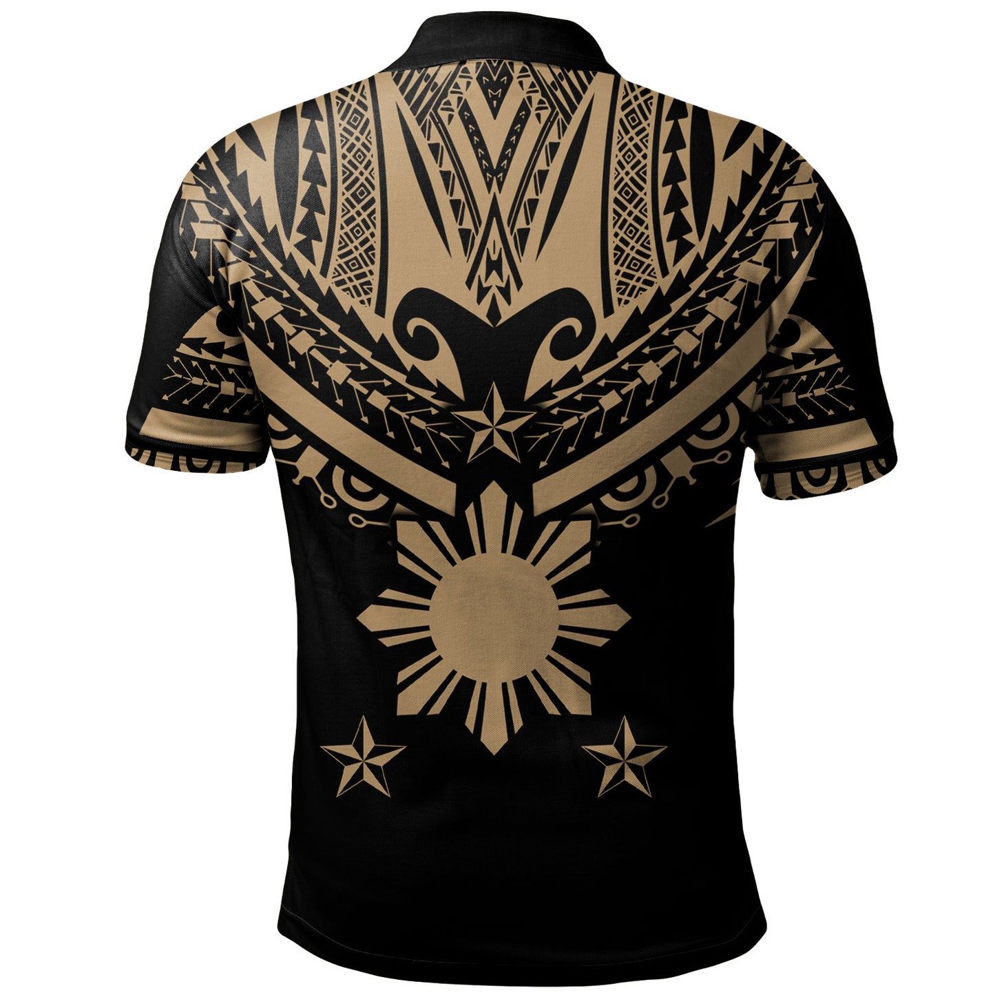 Philippines Filipinos Polo Shirt Filipinos Sun Tribal Tattoo Gold Color Style