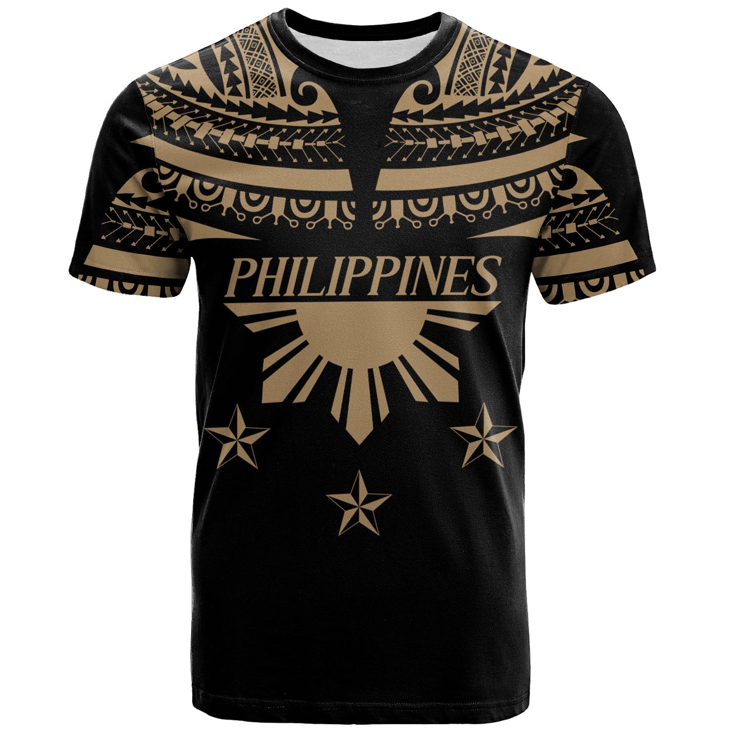 Philippines Filipinos T-Shirt Filipinos Sun Tribal Tattoo Gold Color Style