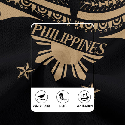 Philippines Filipinos Rugby Jersey Filipinos Sun Tribal Tattoo Gold Color Style