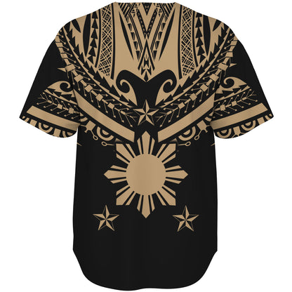 Philippines Filipinos Baseball Shirt Filipinos Sun Tribal Tattoo Gold Color Style