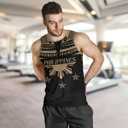 Philippines Filipinos Tank Top Filipinos Sun Tribal Tattoo Gold Color Style
