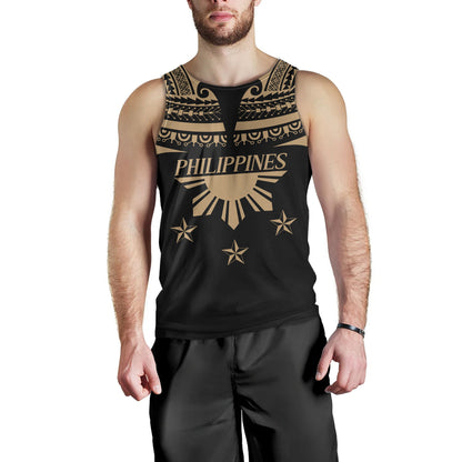 Philippines Filipinos Tank Top Filipinos Sun Tribal Tattoo Gold Color Style