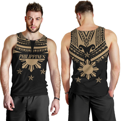 Philippines Filipinos Tank Top Filipinos Sun Tribal Tattoo Gold Color Style