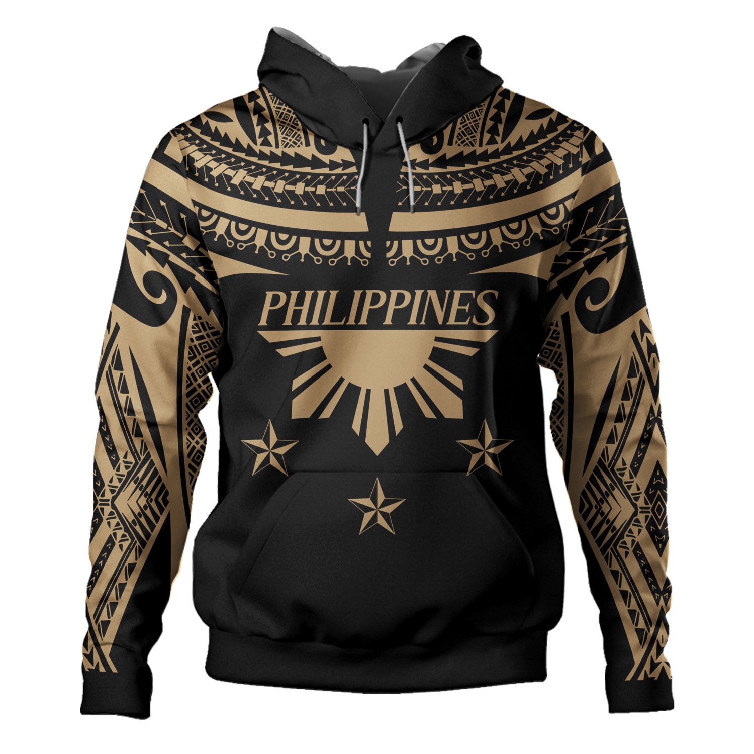 Philippines Filipinos Hoodie Filipinos Sun Tribal Tattoo Gold Color Style