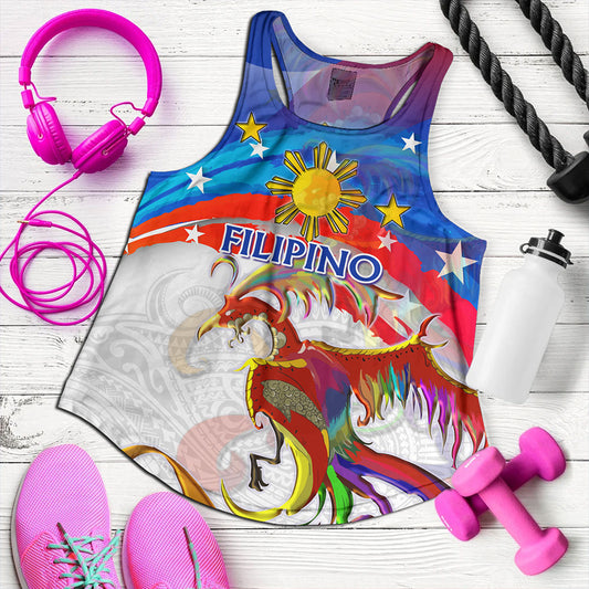 Philippines Filipinos Women Tank Sarimanok Maranao With Filipino Flag Design