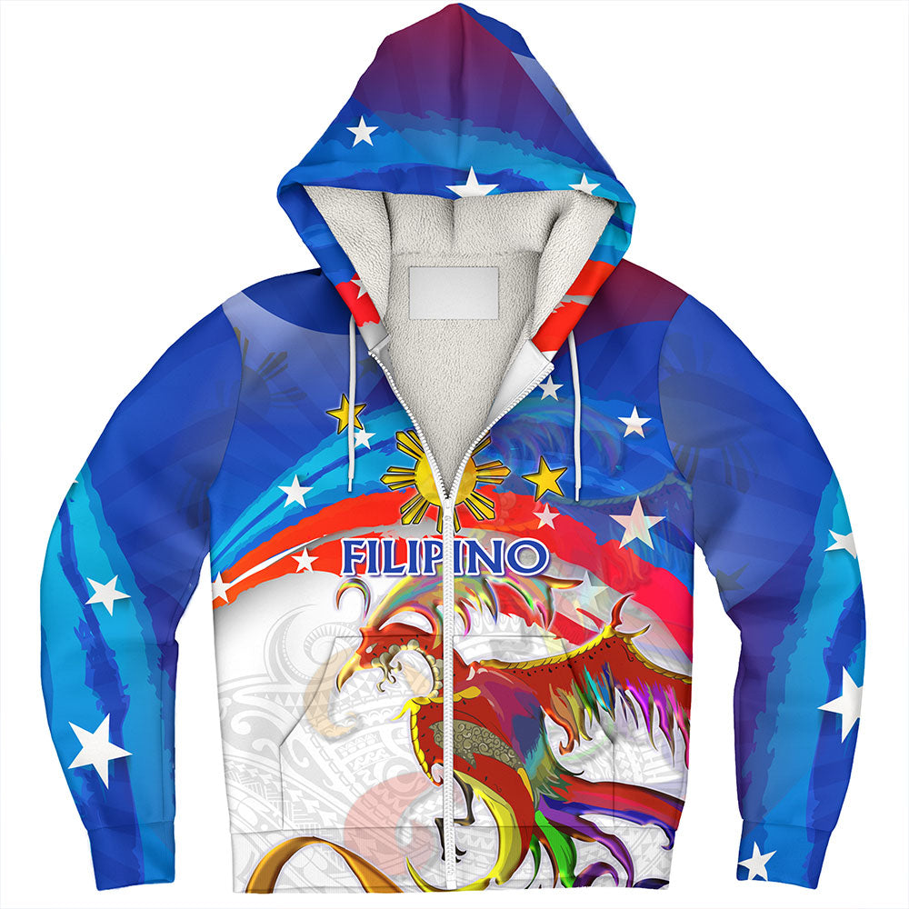 Philippines Filipinos Sherpa Hoodie Sarimanok Maranao With Filipino Flag Design