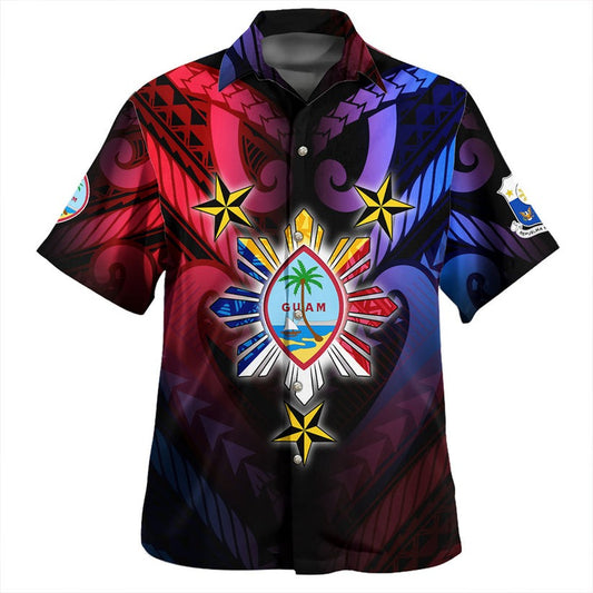 Philippines Hawaiian Shirt - Guam Seal With Philippines Sun And Stars