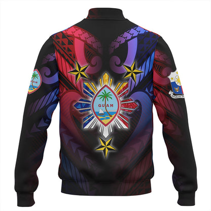 Philippines Baseball Jacket - Guam Seal With Philippines Sun And Stars