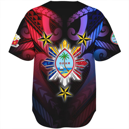 Philippines Baseball Shirt - Guam Seal With Philippines Sun And Stars