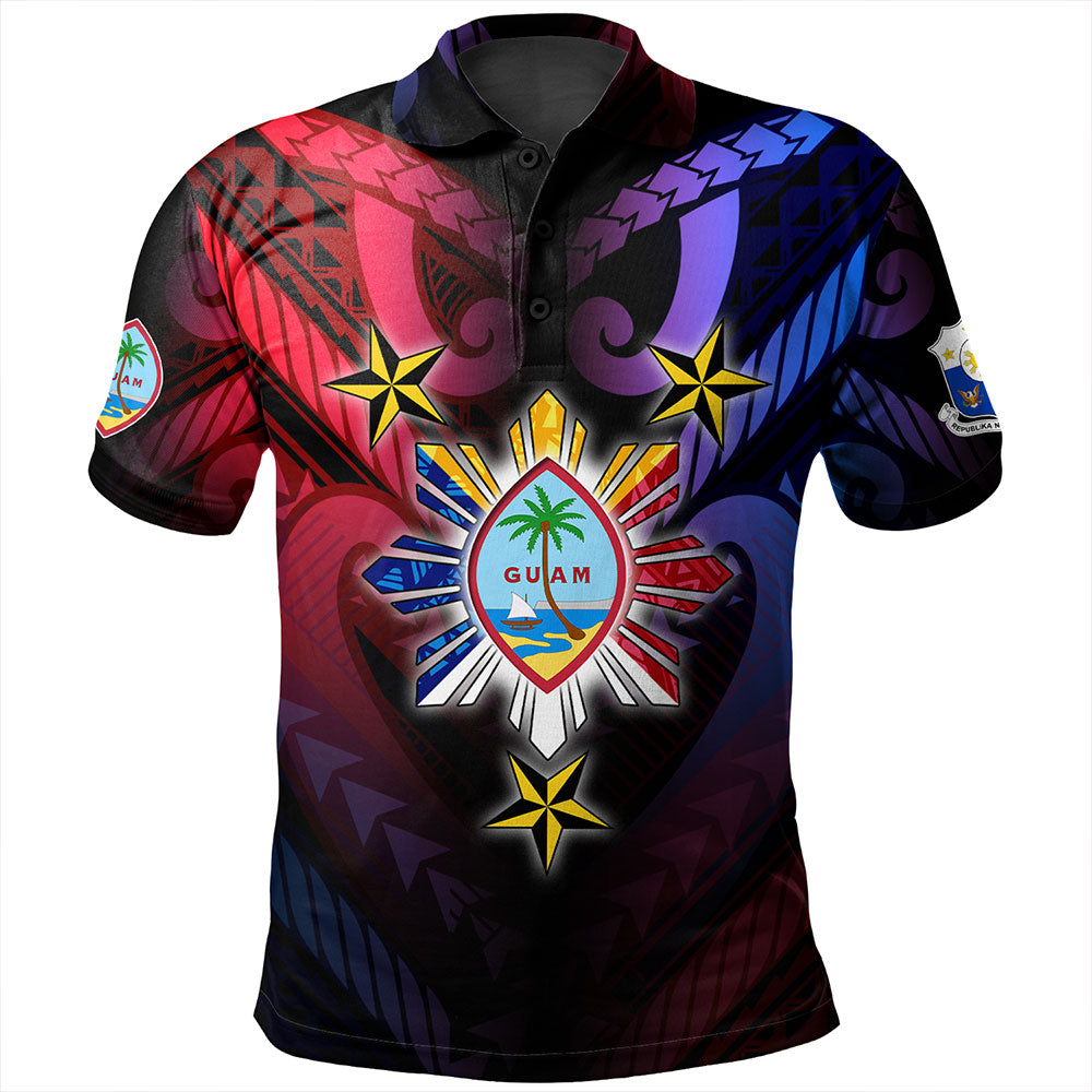 Philippines Polo Shirt - Guam Seal With Philippines Sun And Stars