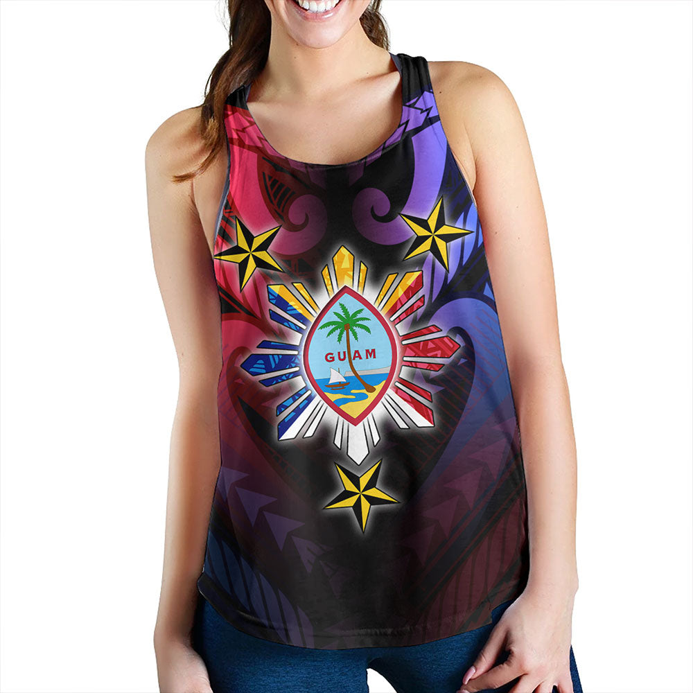 Philippines Women Tank - Guam Seal With Philippines Sun And Stars