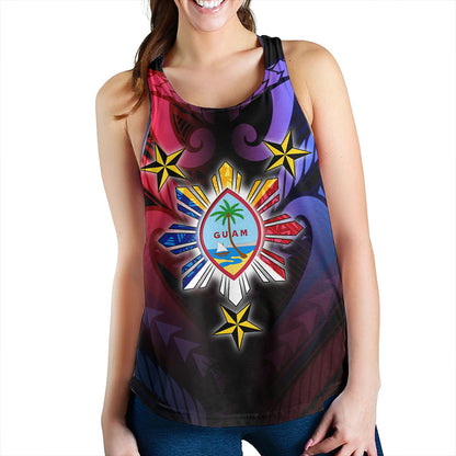 Philippines Women Tank - Guam Seal With Philippines Sun And Stars