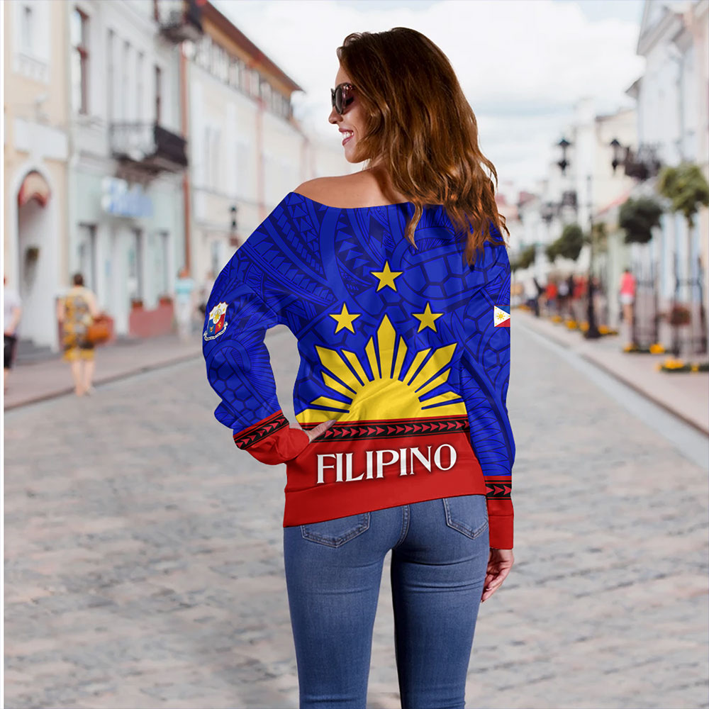 Philippines Off Shoulder Sweatshirt - Proud To Be Pinoy