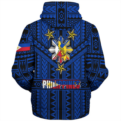 Philippines Sherpa Hoodie - Filipino Sun And Stars Tribal Tattoo Patterns Style