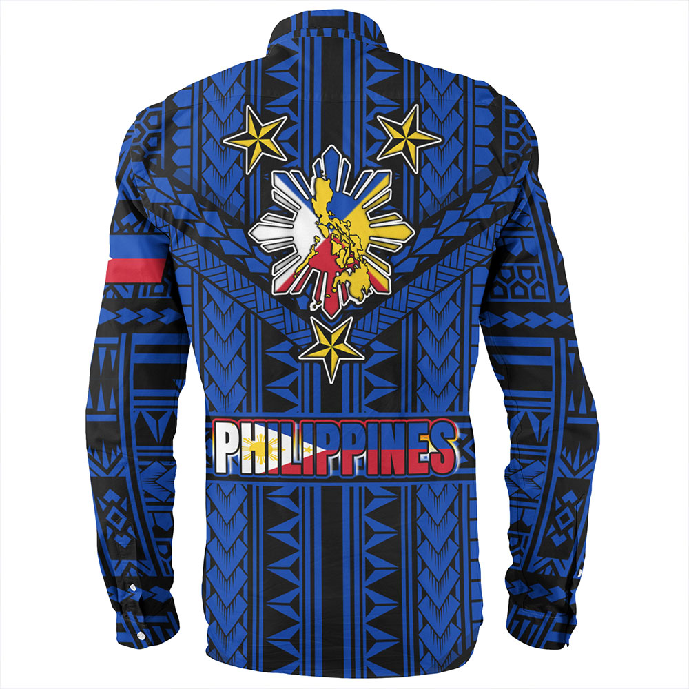 Philippines Long Sleeve Shirt - Filipino Sun And Stars Tribal Tattoo Patterns Style