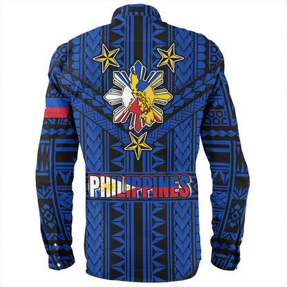 Philippines Long Sleeve Shirt - Filipino Sun And Stars Tribal Tattoo Patterns Style