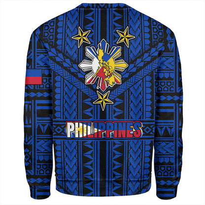 Philippines Sweatshirt - Filipino Sun And Stars Tribal Tattoo Patterns Style