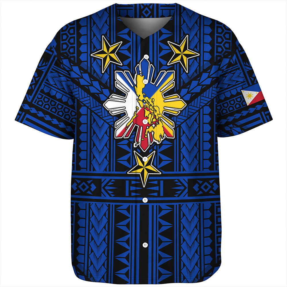 Philippines Baseball Shirt - Filipino Sun And Stars Tribal Tattoo Patterns Style