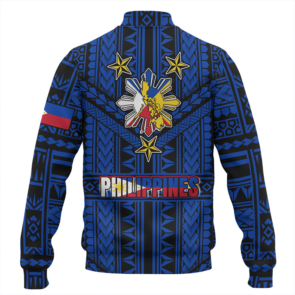 Philippines Baseball Jacket - Filipino Sun And Stars Tribal Tattoo Patterns Style