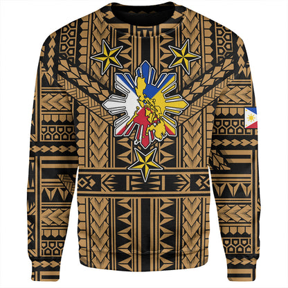 Philippines Sweatshirt - Filipino Sun And Stars Tribal Tattoo Patterns Style